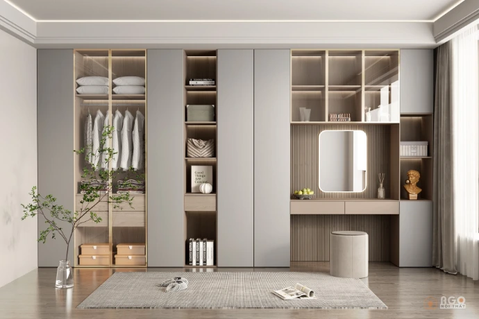 Hệ tủ áo kết hợp bàn trang điểm hoặc bàn làm việc
