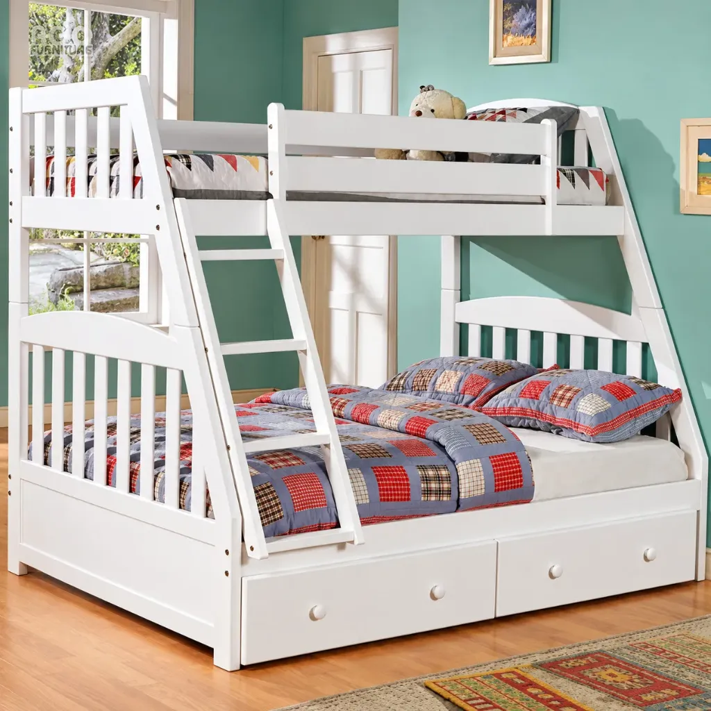 Giường Tầng Gỗ Thông AGO-030 (1m0-1m4)