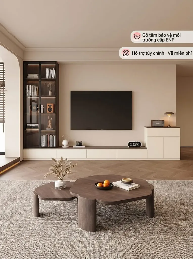 Bộ Tủ Kệ Tivi Kết Hợp Tủ Sách Vintage | TKTV001